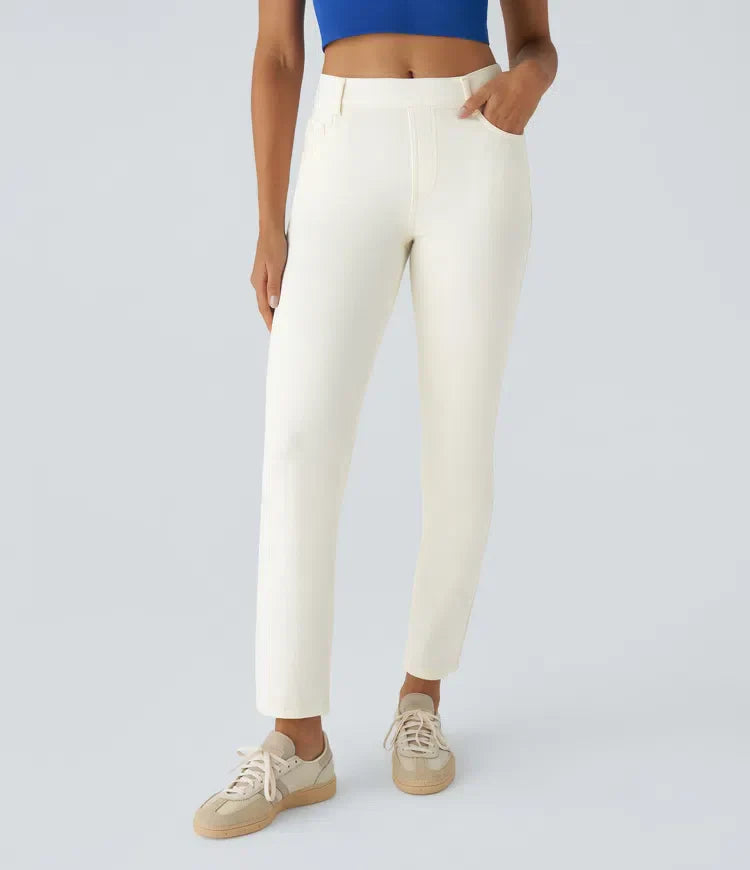 Damen - Bequeme elastische Hose - Stylisch & vielseitig für jeden Tag - Komfort und Stil vereint