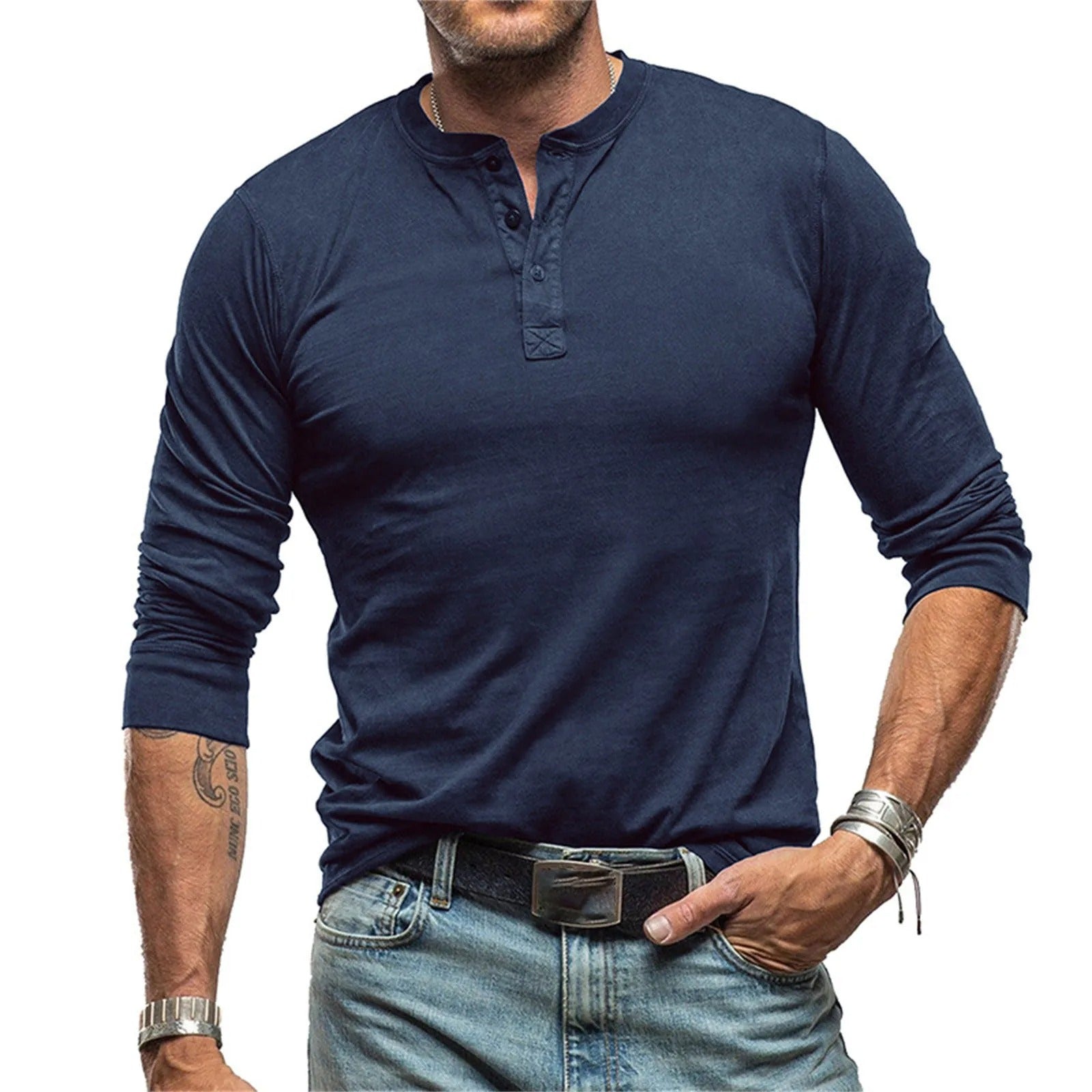 Herren - Vintage Langarmhemd - Weiche Baumwollmischung - Zeitloser Stil für jeden Anlass