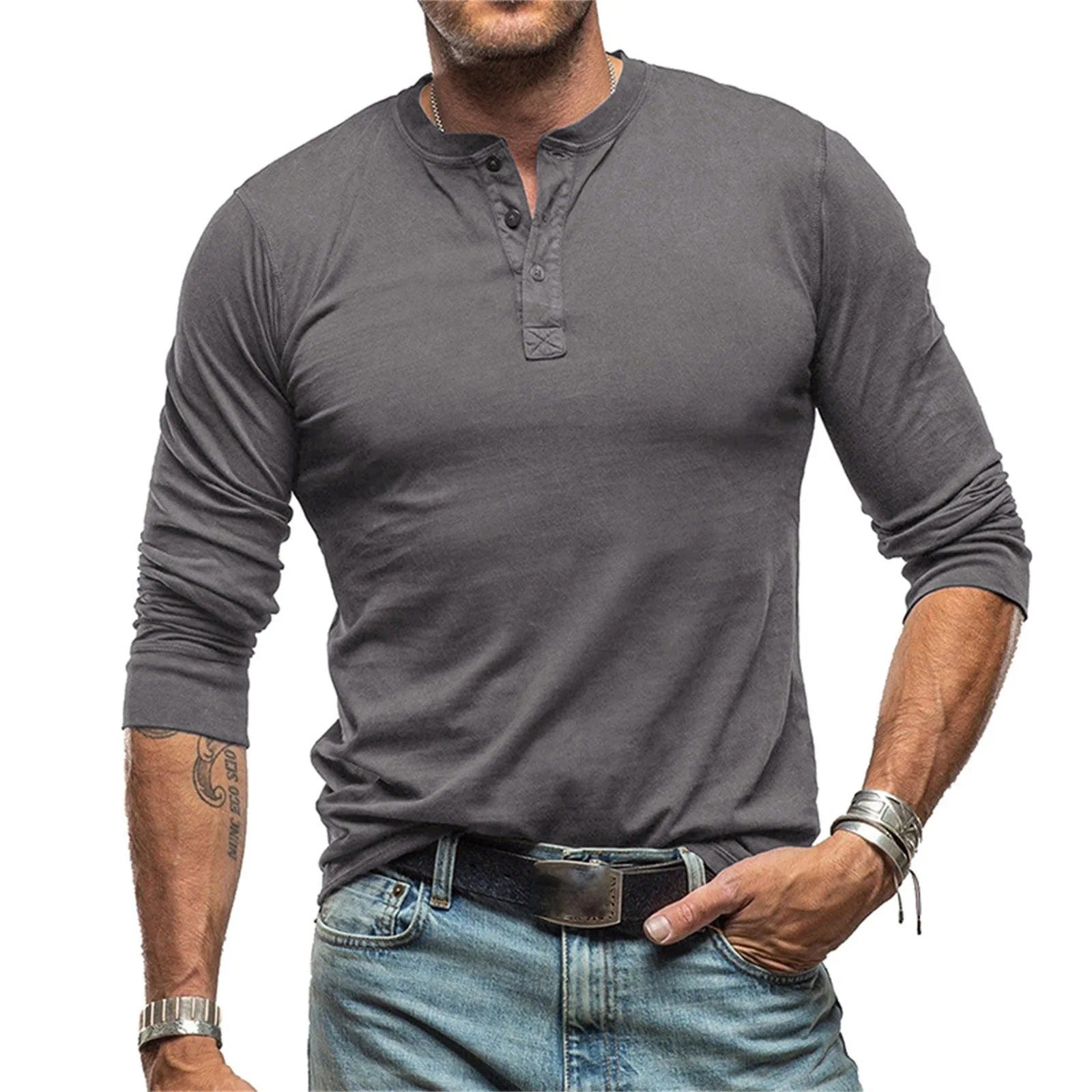 Herren - Vintage Langarmhemd - Weiche Baumwollmischung - Zeitloser Stil für jeden Anlass