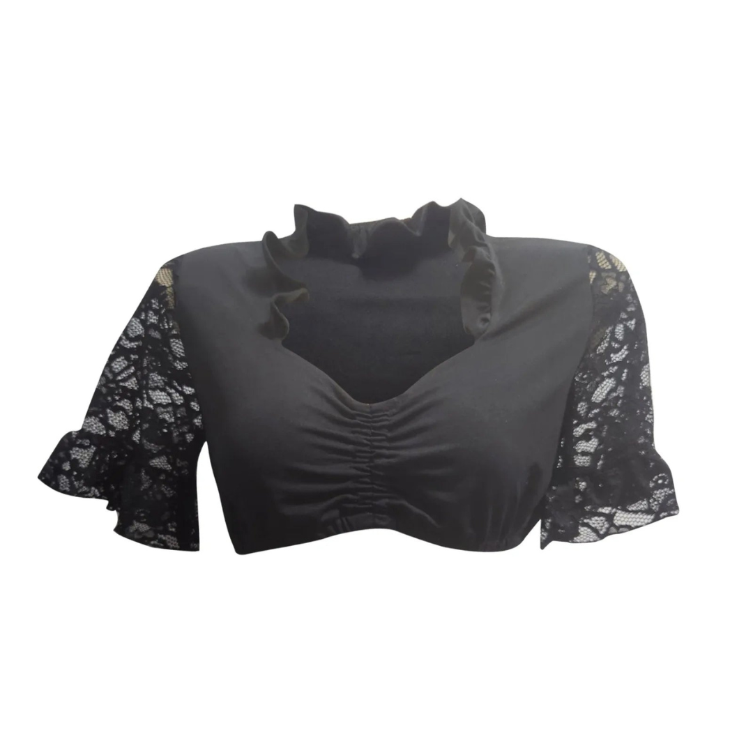 Damen Schwarz und Weiß Oktoberfest Dirndl Bluse