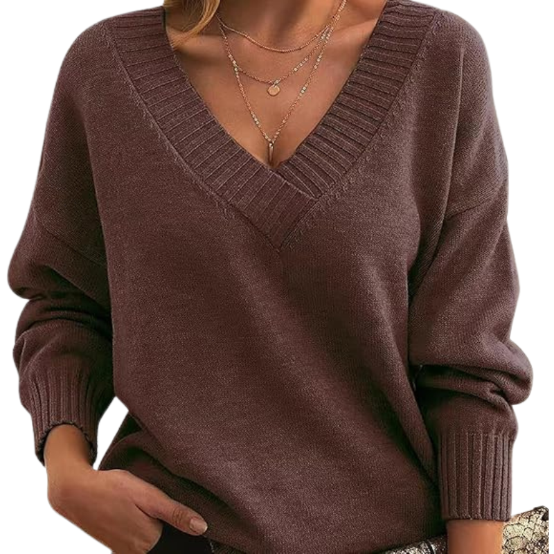 Damen - Kaschmirpullover mit V-Ausschnitt - Weicher Strick - Perfekten Alltagslook