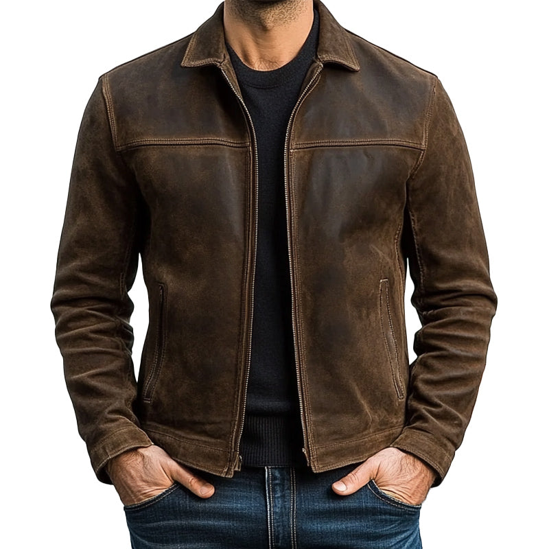 Herren - Jacke mit Reißverschluss - Leder - Stilvoll & Langlebig - Ideal für jede Jahreszeit