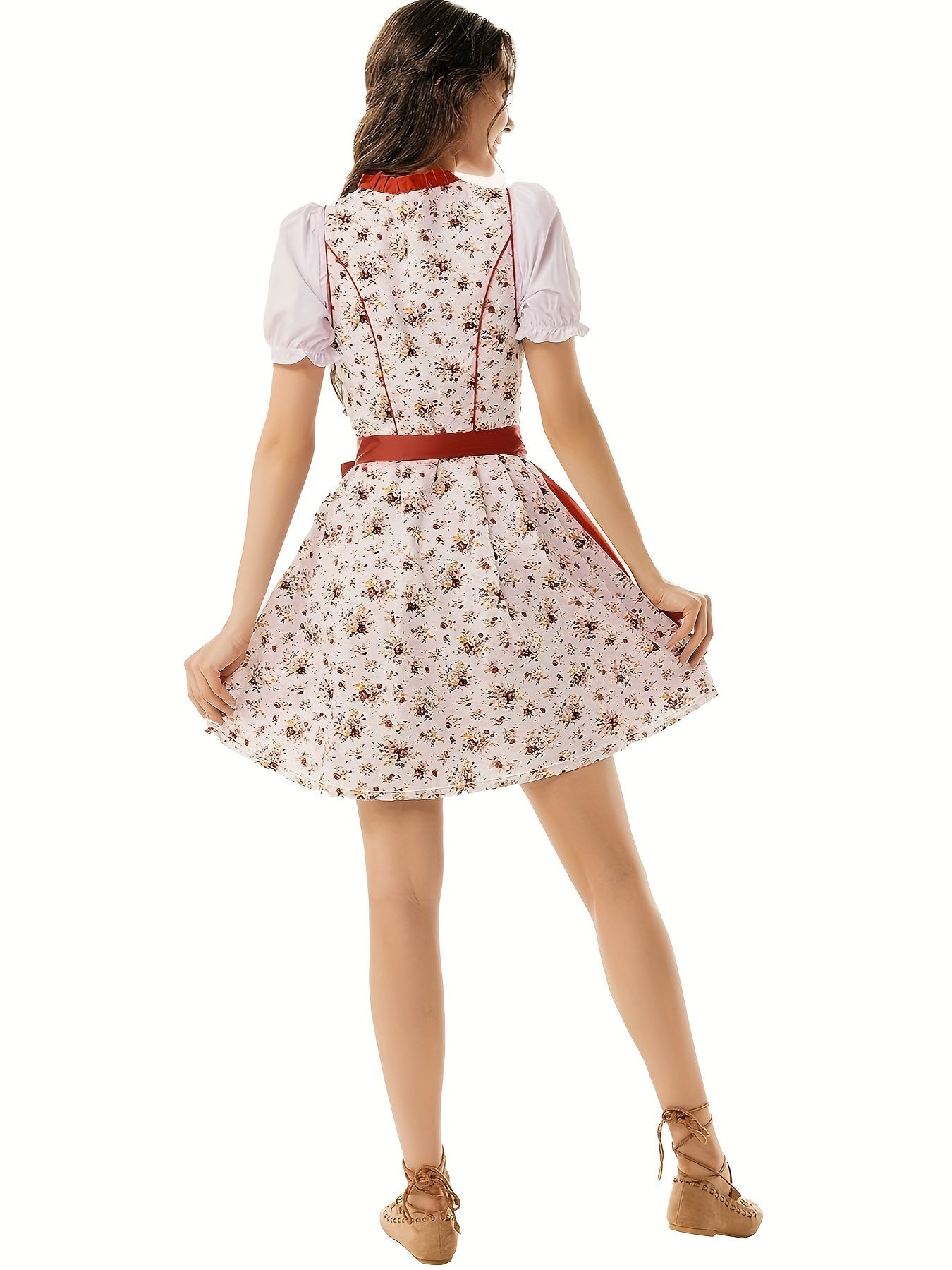 Damen Stilvolle Rot Oktoberfest Dirndl Kleid