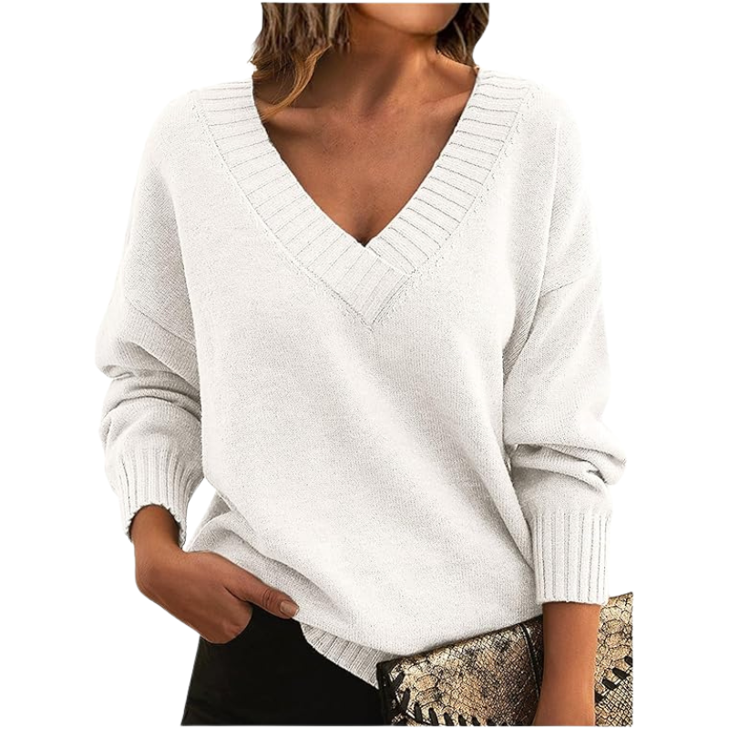 Damen - Kaschmirpullover mit V-Ausschnitt - Weicher Strick - Perfekten Alltagslook