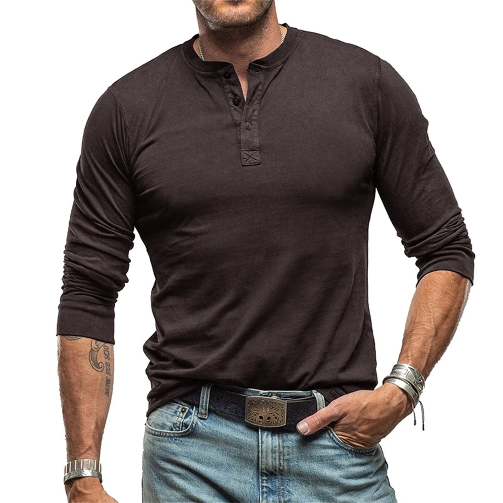 Herren - Vintage Langarmhemd - Weiche Baumwollmischung - Zeitloser Stil für jeden Anlass