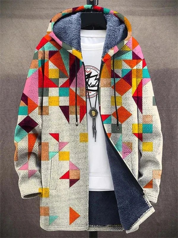Damen - Luxuriöse Strickjacke mit Kunstdruck - Weiches Material - Stilvolles Lagenlook-Essential für jeden Anlass