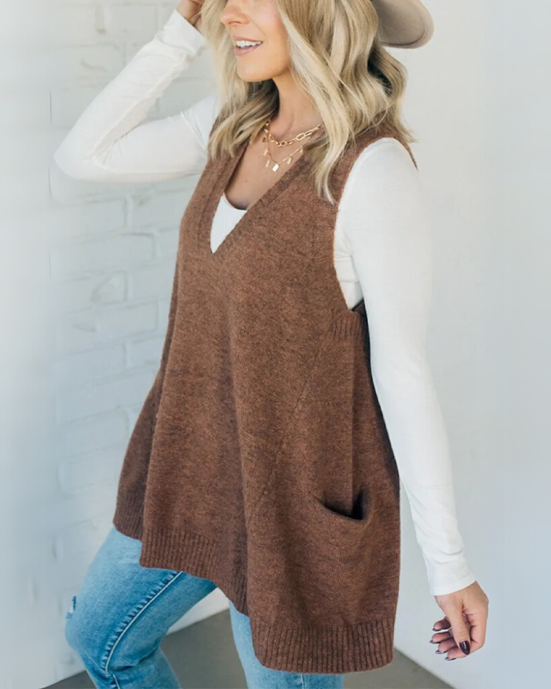 Damen - Kuschelige Strickweste - Weiches Material - Stylisches Layering-Essential für jede Jahreszeit