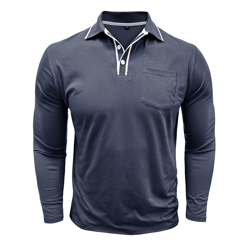 Herren - Poloshirt - Weiche Baumwollmischung - Langen Ärmeln - Stilvolle Freizeitmode für jeden Anlass