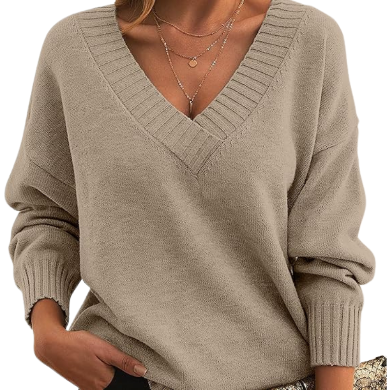 Damen - Kaschmirpullover mit V-Ausschnitt - Weicher Strick - Perfekten Alltagslook