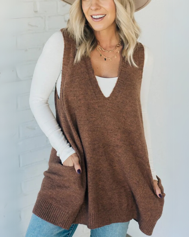 Damen - Kuschelige Strickweste - Weiches Material - Stylisches Layering-Essential für jede Jahreszeit