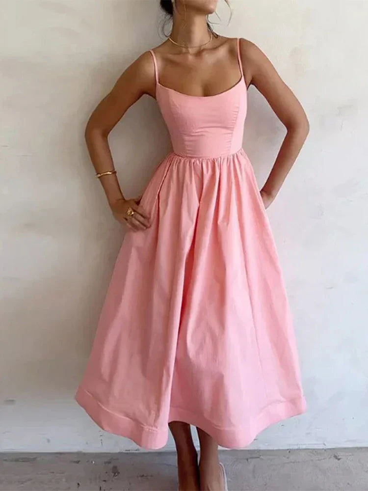 Damen - Trägerkleid - Rundhalsausschnitt - Unifarben - Leicht und vielseitig für jeden Anlass