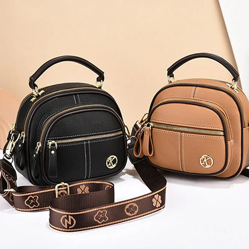 Katy™ Verstellbare Ledertasche mit breitem Schultergurt
