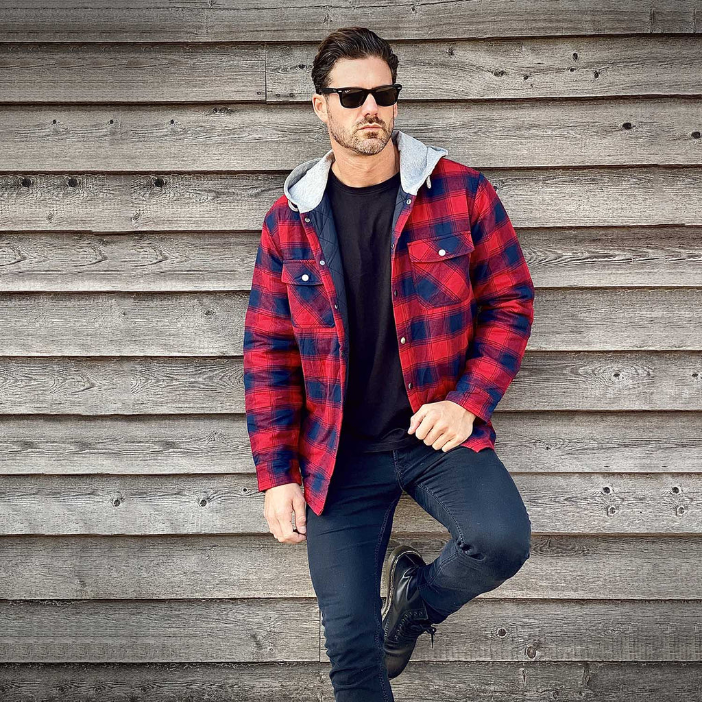 Herren - Gesteppte Flanelljacke mit Kapuze - Baumwolle - Warmes Design für Casual Outerwear