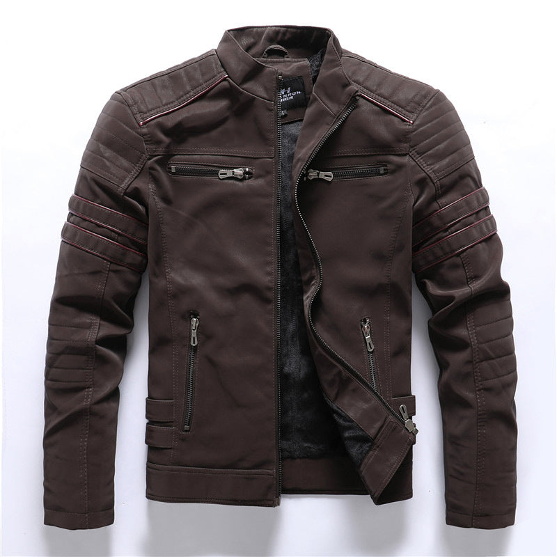 Herren - Bikerjacke - Wetterfestem Material - Stylisches Design - Reißverschluss - Modische Lederjacke
