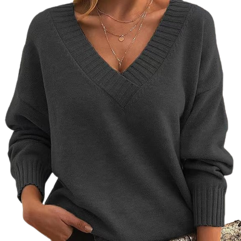 Damen - Kaschmirpullover mit V-Ausschnitt - Weicher Strick - Perfekten Alltagslook