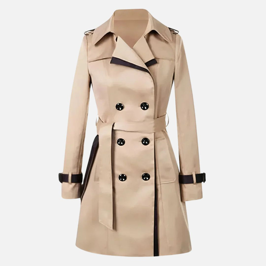 Damen - Langer Trenchcoat - Wasserdichter - Strapazierfähigem Material - Stilvoller Regenschutz