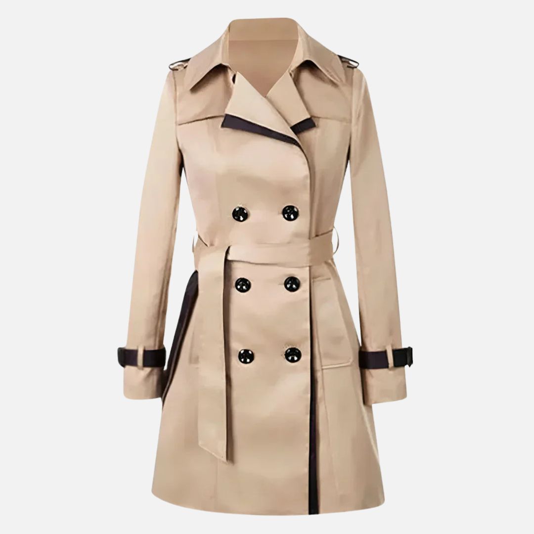 Damen - Langer Trenchcoat - Wasserdichter - Strapazierfähigem Material - Stilvoller Regenschutz