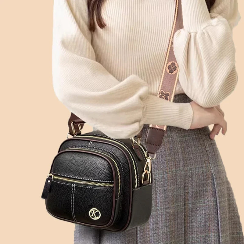 Katy™ Verstellbare Ledertasche mit breitem Schultergurt