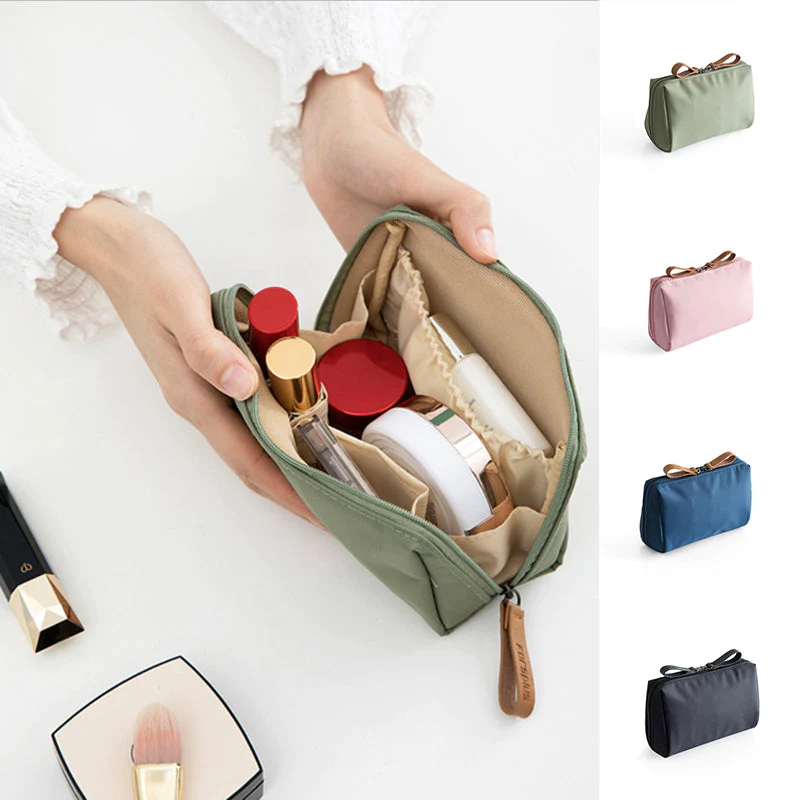 Cosmetica® - Einfarbige Kosmetiktasche mit Doppelreißverschluss