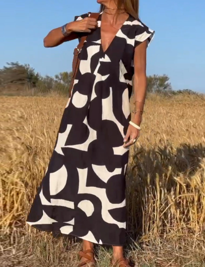 Damen - Maxikleid - V-Ausschnitt - A-Linie - Eleganter Stil für jeden Anlass