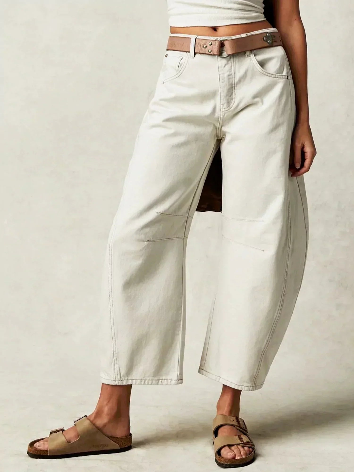 Damen - Barrel Jeans - Leopardenmuster - Trendiger Casual-Look für jeden Tag