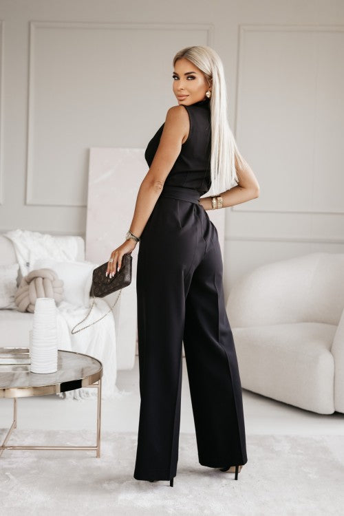 Damen - Ärmelloser Wickel-Overall - Taillengürtel - Eleganter, bequemer Stil für jeden Anlass