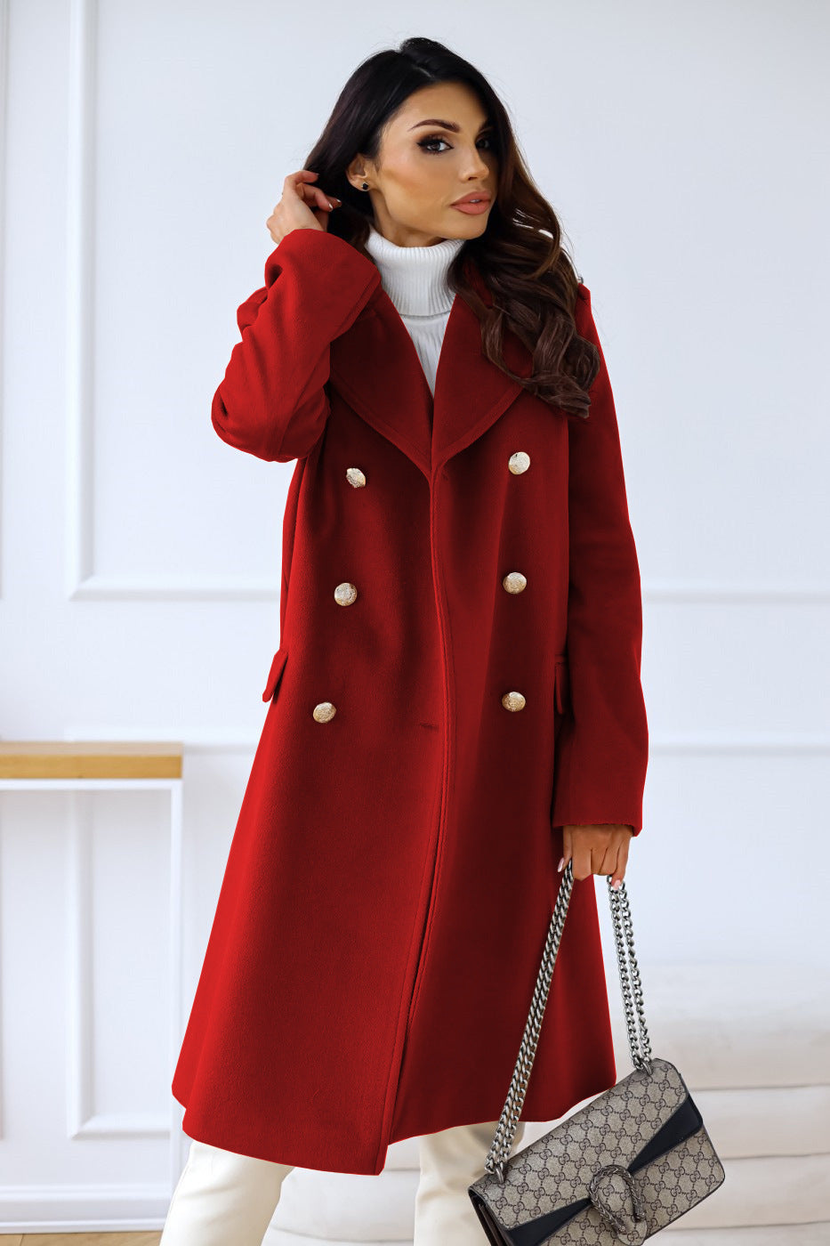 Damen - Trenchcoat - Reverskragen - Klassischen kragen - Modische Winter Oberbekleidung