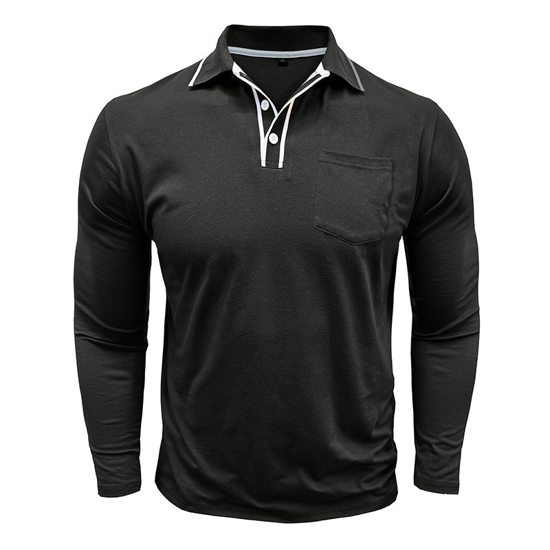 Herren - Poloshirt - Weiche Baumwollmischung - Langen Ärmeln - Stilvolle Freizeitmode für jeden Anlass