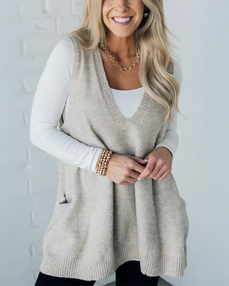 Damen - Kuschelige Strickweste - Weiches Material - Stylisches Layering-Essential für jede Jahreszeit