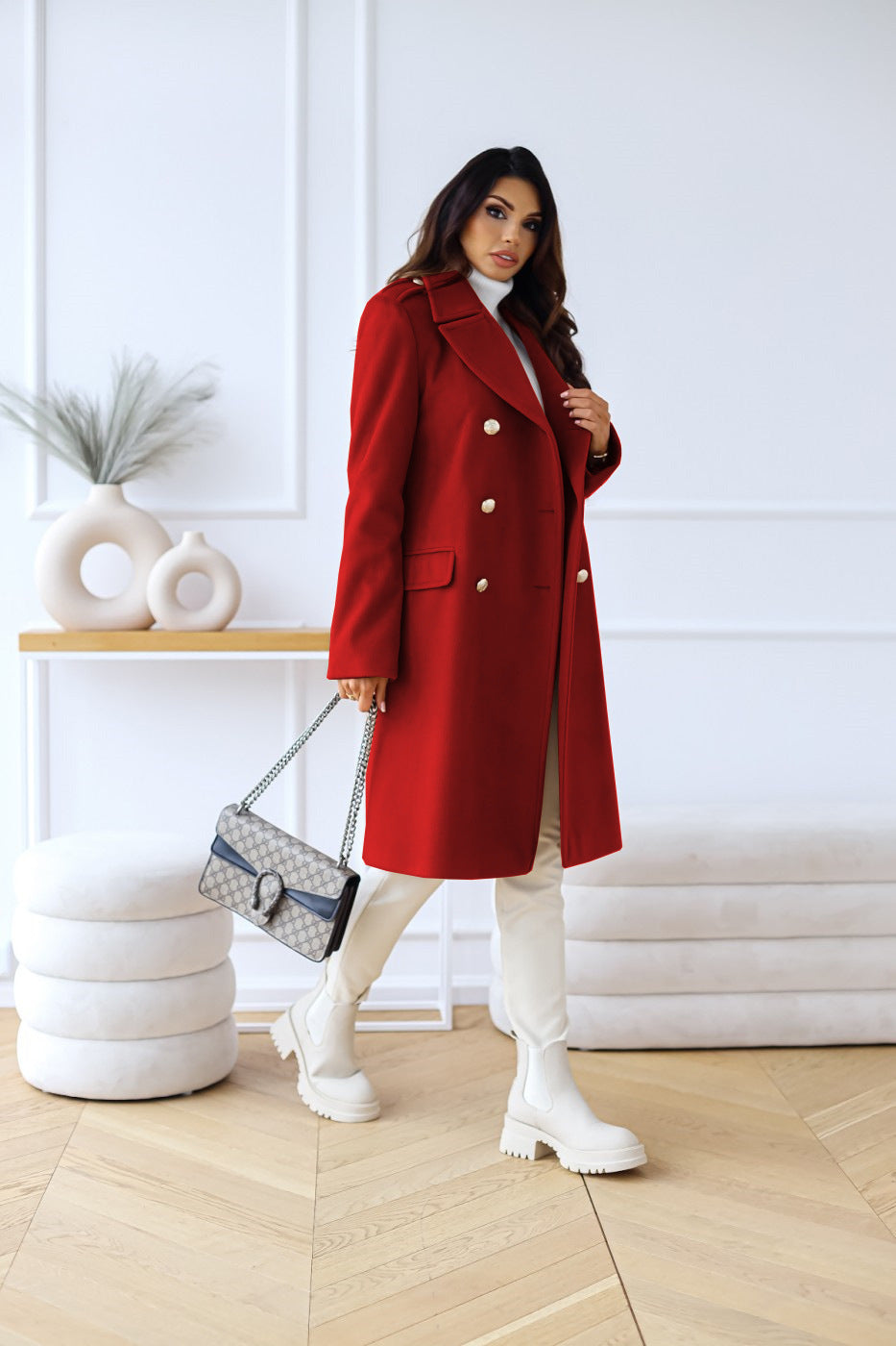 Damen - Trenchcoat - Reverskragen - Klassischen kragen - Modische Winter Oberbekleidung