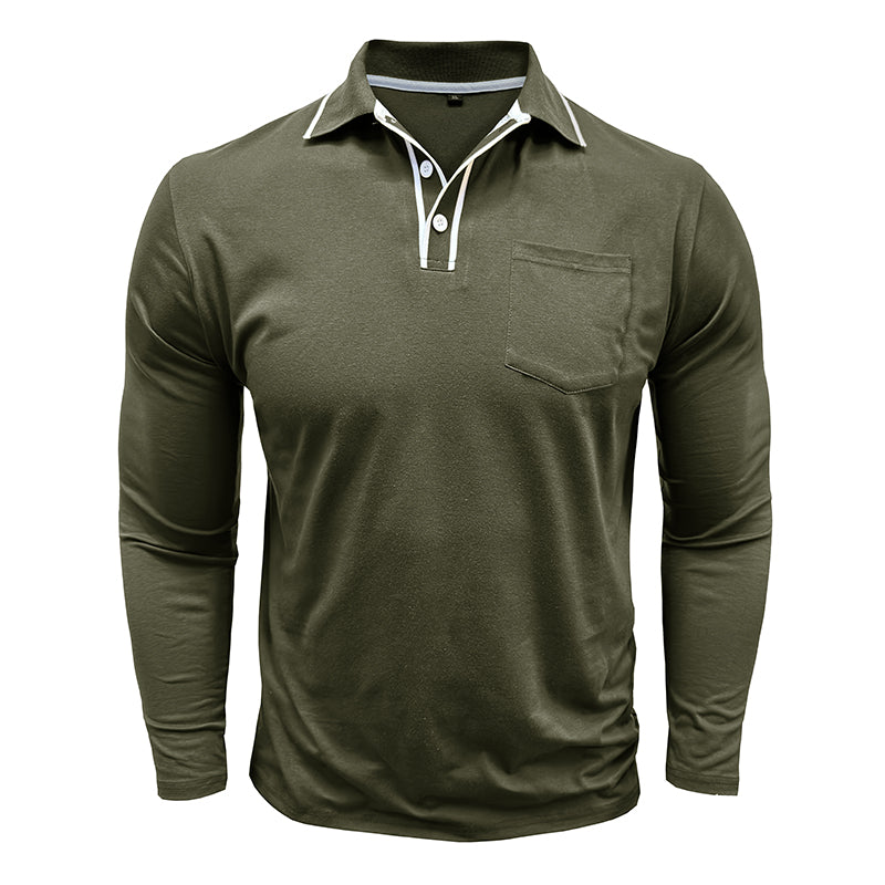 Herren - Poloshirt - Weiche Baumwollmischung - Langen Ärmeln - Stilvolle Freizeitmode für jeden Anlass