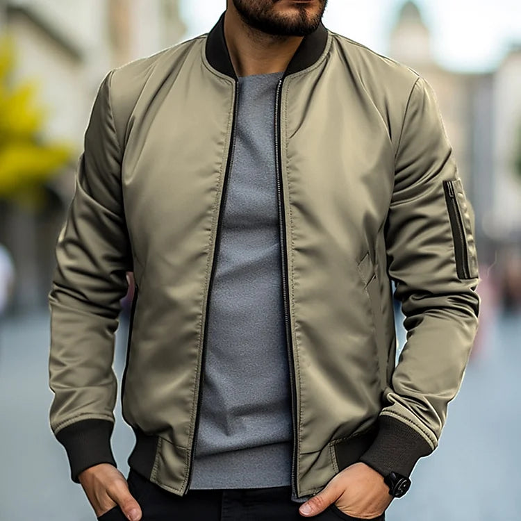 Herren - Bomberjacke - Leichter Zip-Up Style - Polyester Baumwoll - Bequeme Alltagskleidung für stilvolle Outfits