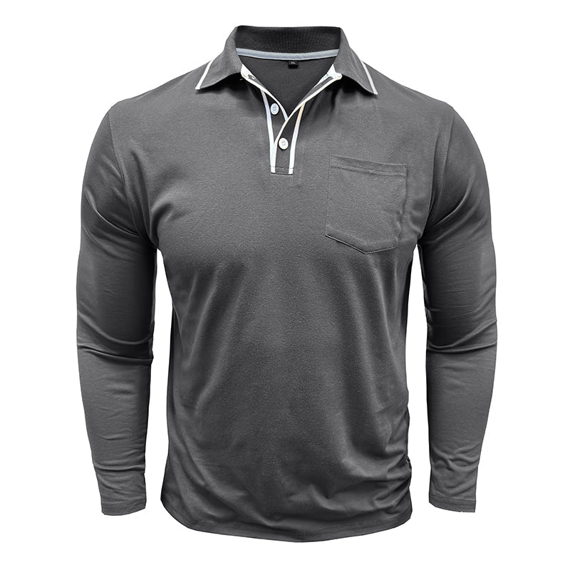 Herren - Poloshirt - Weiche Baumwollmischung - Langen Ärmeln - Stilvolle Freizeitmode für jeden Anlass