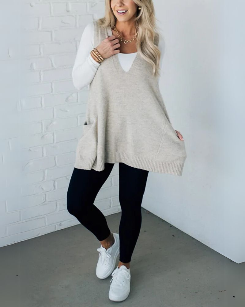 Damen - Kuschelige Strickweste - Weiches Material - Stylisches Layering-Essential für jede Jahreszeit