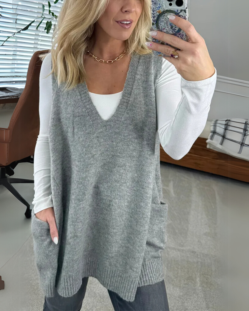 Damen - Kuschelige Strickweste - Weiches Material - Stylisches Layering-Essential für jede Jahreszeit
