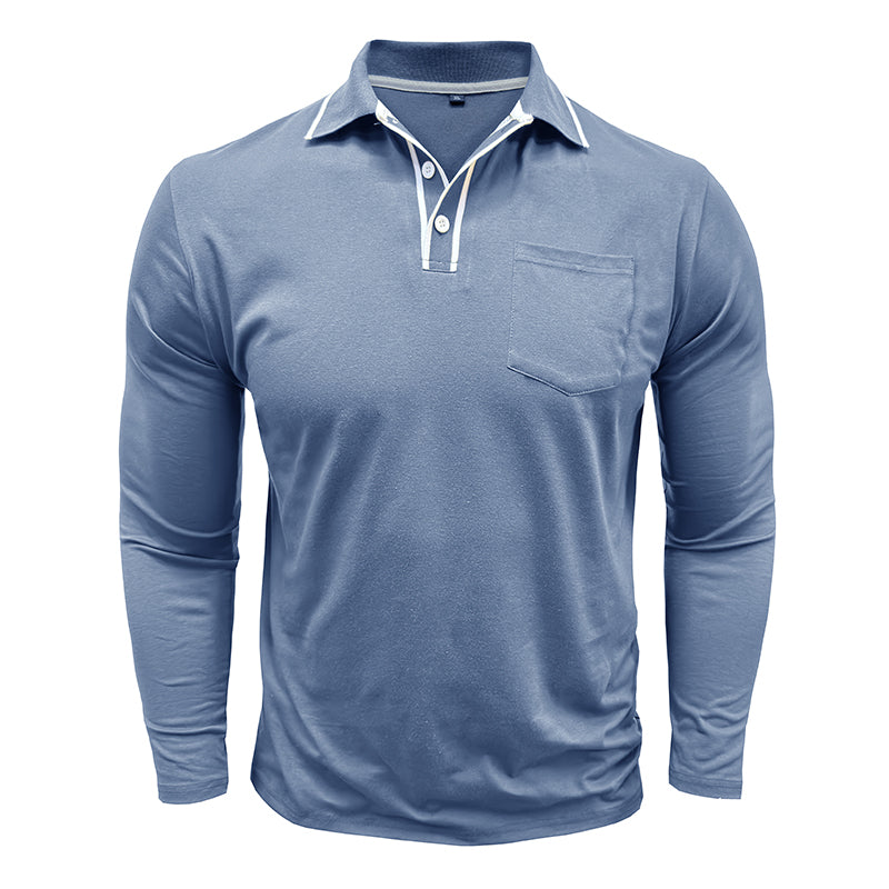 Herren - Poloshirt - Weiche Baumwollmischung - Langen Ärmeln - Stilvolle Freizeitmode für jeden Anlass