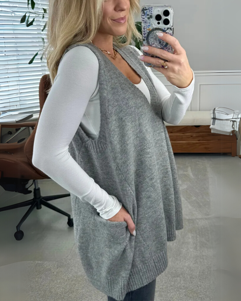 Damen - Kuschelige Strickweste - Weiches Material - Stylisches Layering-Essential für jede Jahreszeit