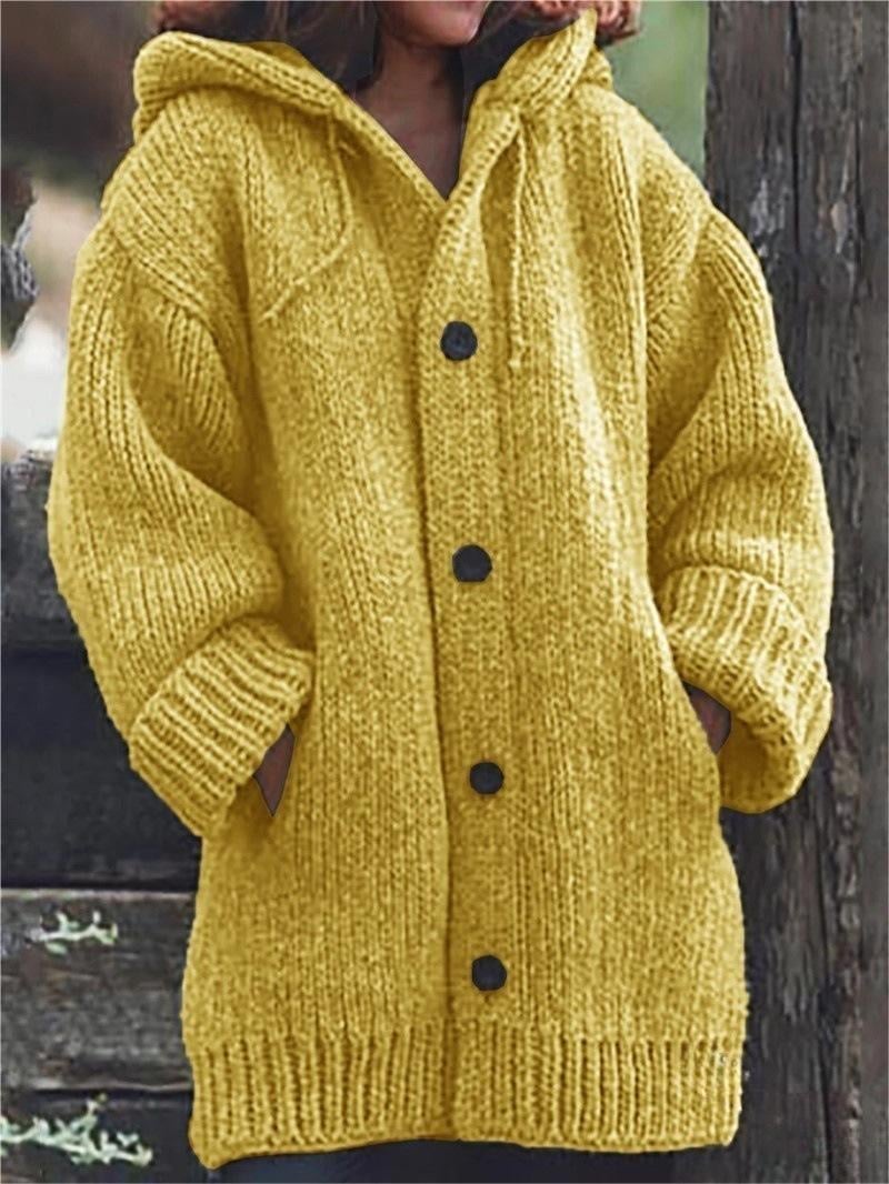 Damen - Lange Strickjacke mit Kapuze - kuscheliger Materialmix - Warme Momente - Ideal zum Überziehen