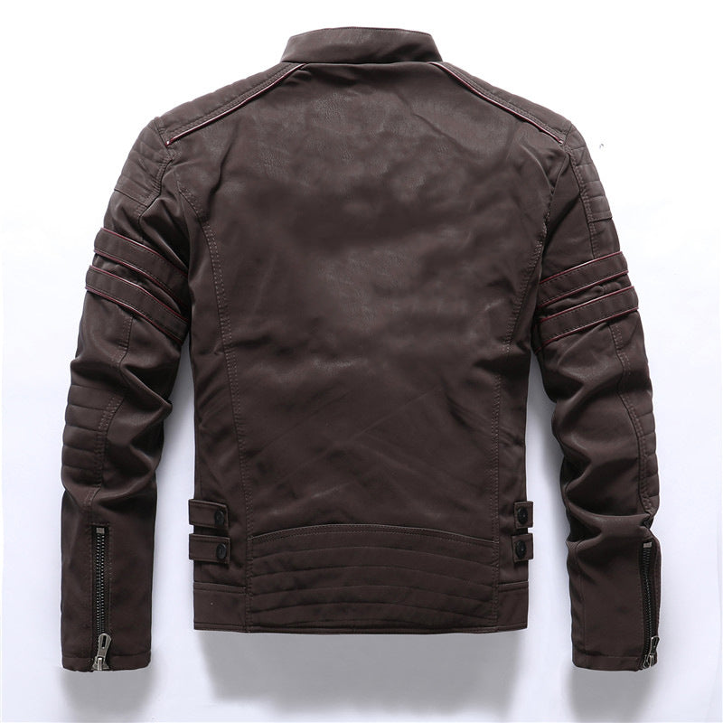Herren - Bikerjacke - Wetterfestem Material - Stylisches Design - Reißverschluss - Modische Lederjacke