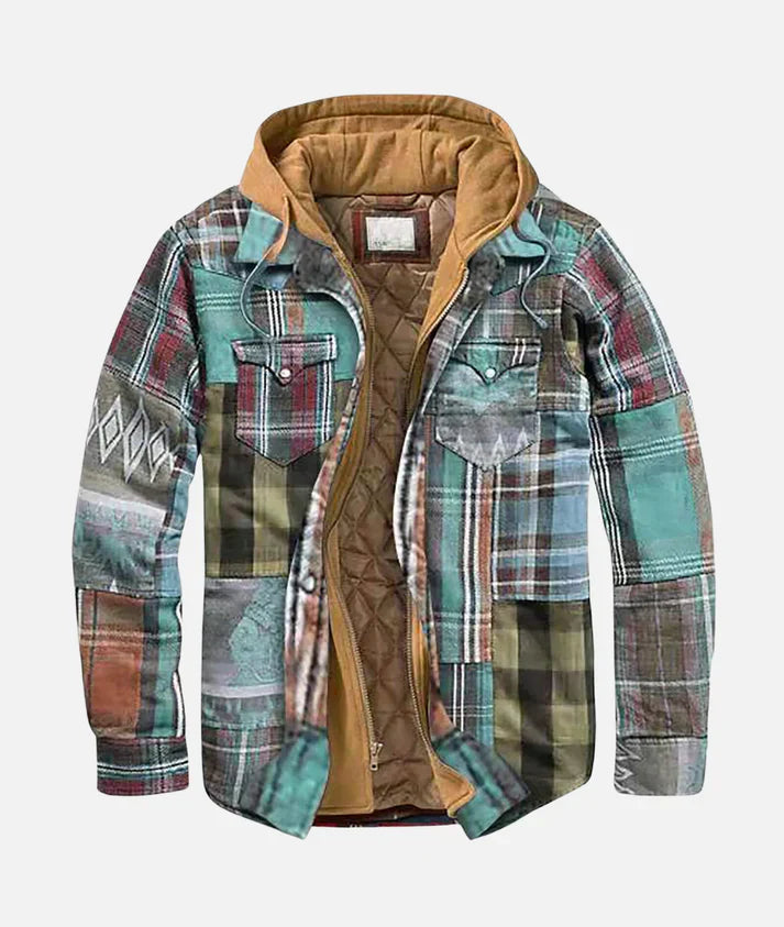 Herren - Stylische karierte Kapuzenjacke - Bequemes Material - Trendige Outerwear für jeden Anlass