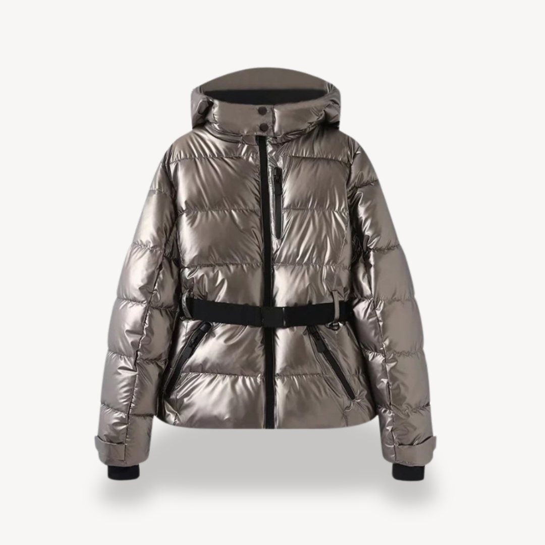 Damen - Pufferjacke mit Gürtel - Polyester - Kapuze - Vielseitige Oberbekleidung für jeden Anlass