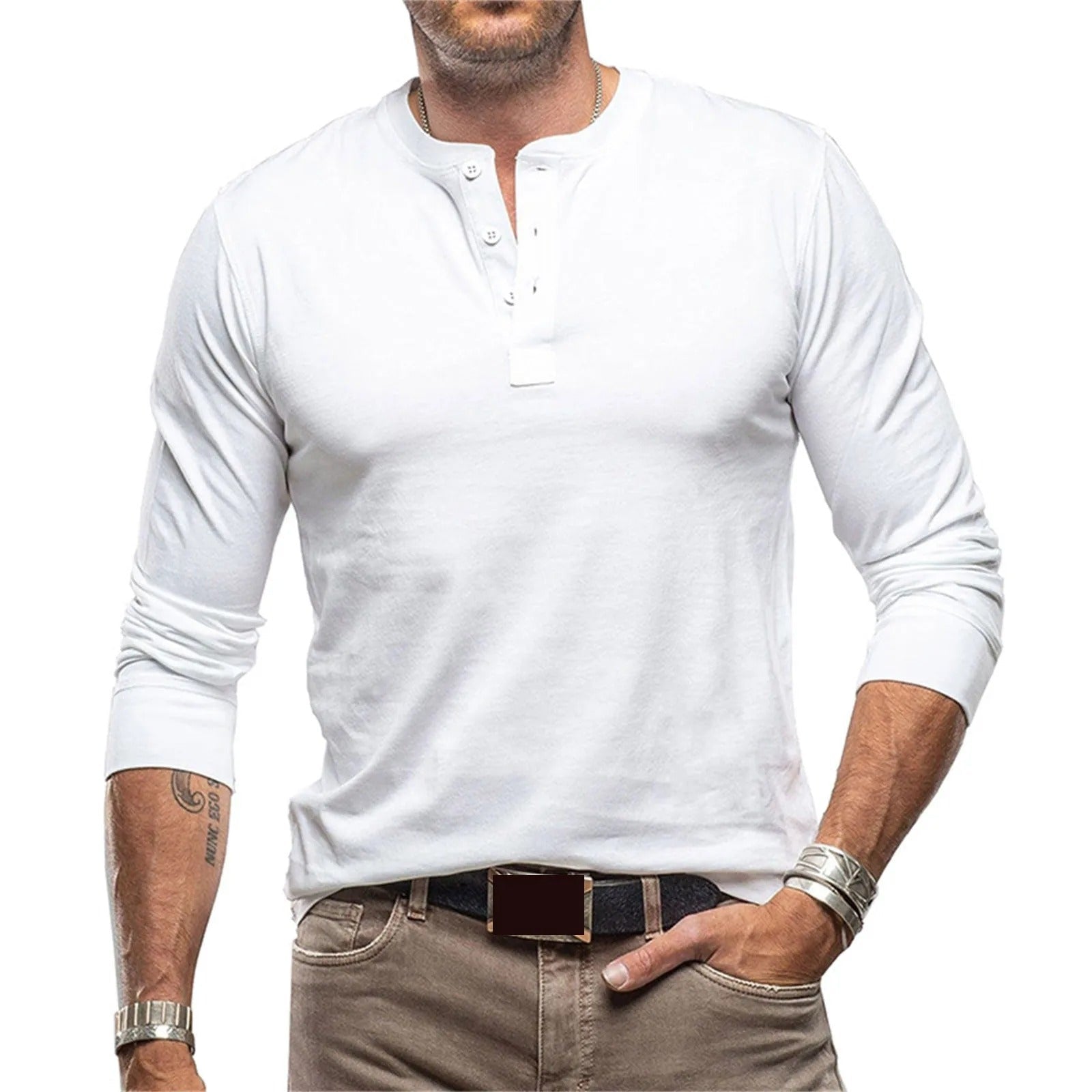 Herren - Vintage Langarmhemd - Weiche Baumwollmischung - Zeitloser Stil für jeden Anlass