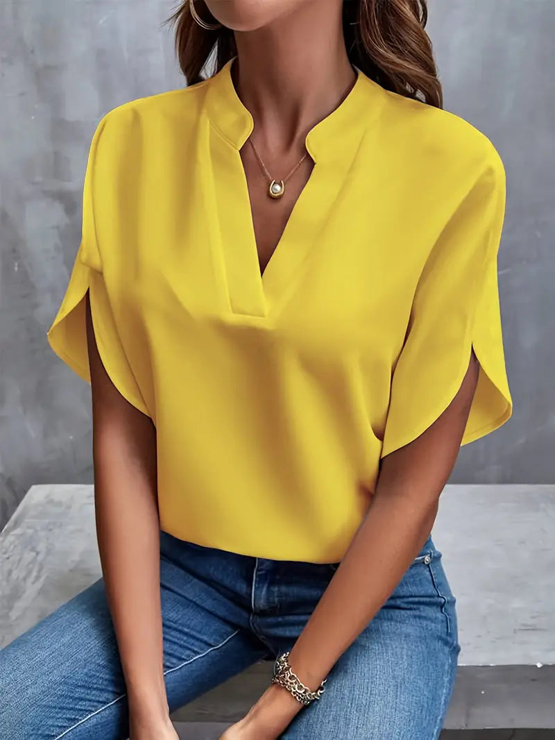 Damen - Elegante leichte Bluse - Baumwollmischung - Stilvoll & bequem - Ideal für legere Anlässe
