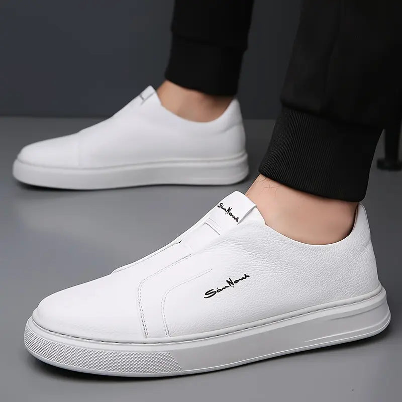 Herren - Slip-On Sneakers - Leder - Lässige Canvas-Schuhe für Komfort und Stil - Perfekte Freizeitschuhe