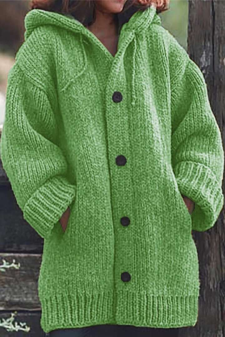 Damen - Lange Strickjacke mit Kapuze - kuscheliger Materialmix - Warme Momente - Ideal zum Überziehen