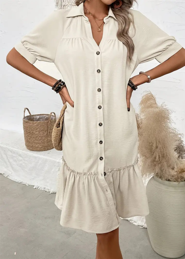 Damen - Lässiges A-Linien Kleid - Baumwollmischung - Ultimativen Komfort - Ideal für den Alltag