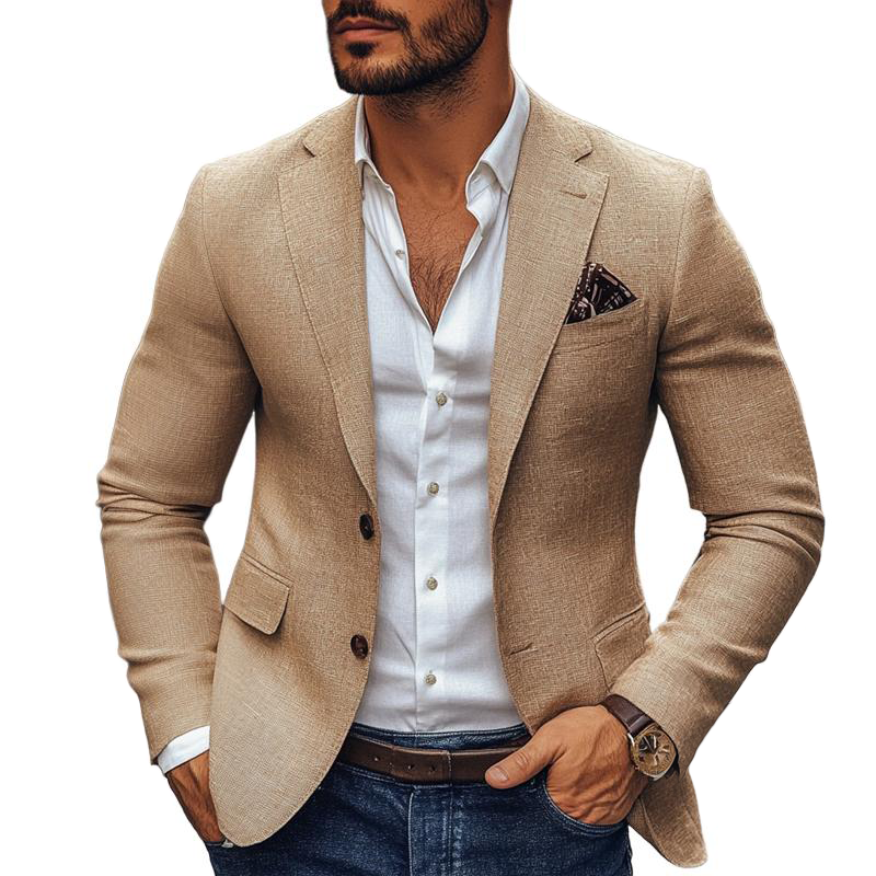 Herren - Casual Blazer - Baumwoll-Polyester Gemisch - Revers mit Kerbe, zwei Knöpfe - Moderner Stil für jeden Anlass