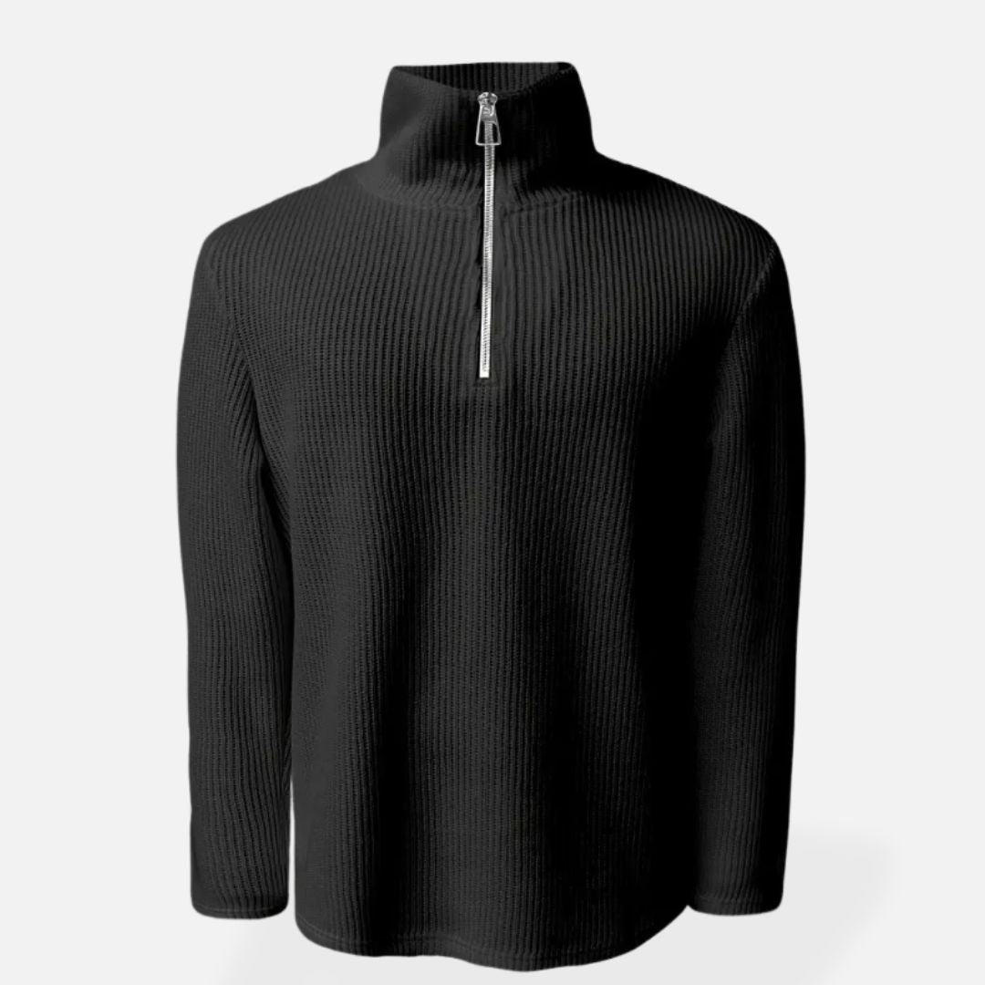 Herren - Gestrickter Pullover - Halbem Reißverschluss - Atmungsaktivem Strickmaterial - Ideal für jede Gelegenheit