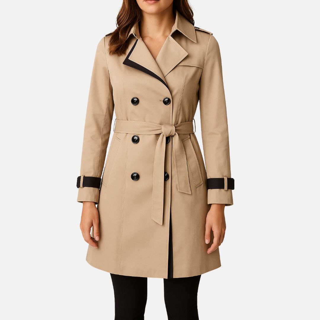 Damen - Langer Trenchcoat - Wasserdichter - Strapazierfähigem Material - Stilvoller Regenschutz