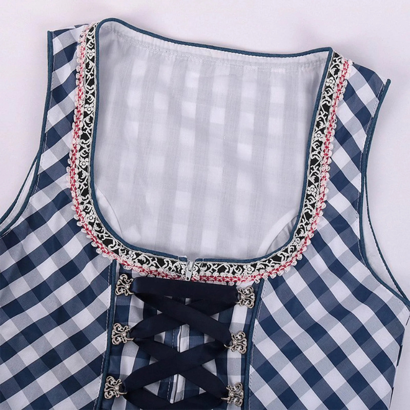 Damen Klassisches Blau Oktoberfest Dirndl Kleid